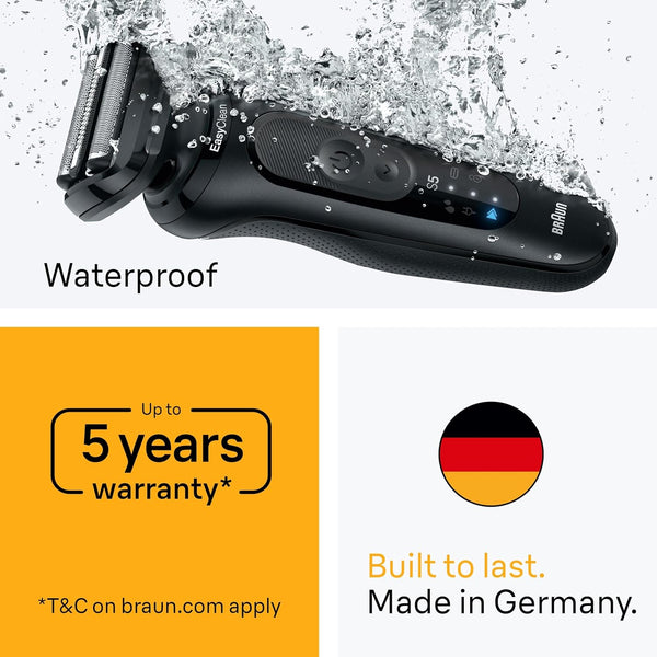 Braun Shaver Series 5 Electric Shaver Men, Wet & Dry Electric Razor for Men, up to 50 Min, 4In1 Smartcare Centre, +1 Attachment, Cordless,100 Percent Waterproof, 52-N7200CC, Black