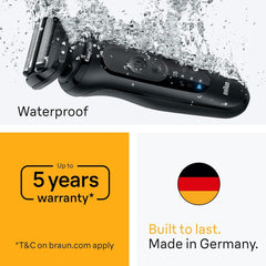 Braun Shaver Series 5 Electric Shaver Men, Wet & Dry Electric Razor for Men, up to 50 Min, 4In1 Smartcare Centre, +1 Attachment, Cordless,100 Percent Waterproof, 52-N7200CC, Black