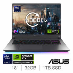 ASUS ROG Strix, Intel Ultra 9, 32GB RAM, 1TB SSD, NVIDIA Geforce RTX 5070 Ti, 18 Inch Gaming Laptop, G815LR-TT281W