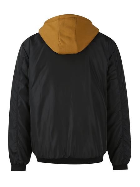 Pearson OBM Men'S Winter New Korean-Style Hooded Jacket, a Casual And Trendy Outerwear, Solid Color, Formal Style, with Zipper Details