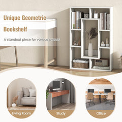 GOFLAME 7-Cube Bookcase Wooden Storage Geometric Bookshelf Corner Decorative Display