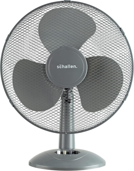 Schallen 16 Inch Electric Desk Fan Oscillating Table Fan 3 Speed Quiet Cooling Fan Adjustable Head Worktop Office Home Bedroom Air Circulator Fan Modern Design Portable Electric Desk Fan White Black or Grey UK Plug Summer Cooling Fan