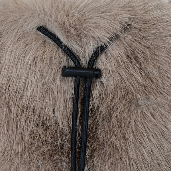 1pc Women's Plush Faux Fur Backpack - Soft Mini Daypack with Adjustable Drawstring Closure & Strap, Golden-Tone-like Black Tip (No-Washable) - Elegant White/Black Mini Bag for,, Travel - Faux-Fur Coat-Like Texture Purse, Bags For Women, Small Backpack For