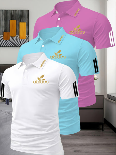 Three-Piece Summer Men'S Polo Shirt, Top, Running, Sports, Gym Breathable, Quick-Dry, Business, Casual, Vacation Polo Shirt, Fashionable Short-Sleeve Golf Shirt