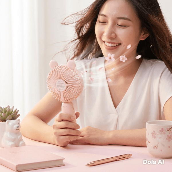 USB-C Rechargeable Fan detachable ears with LED Light & One-Button Control – Quiet, Portable, and Easy to Use