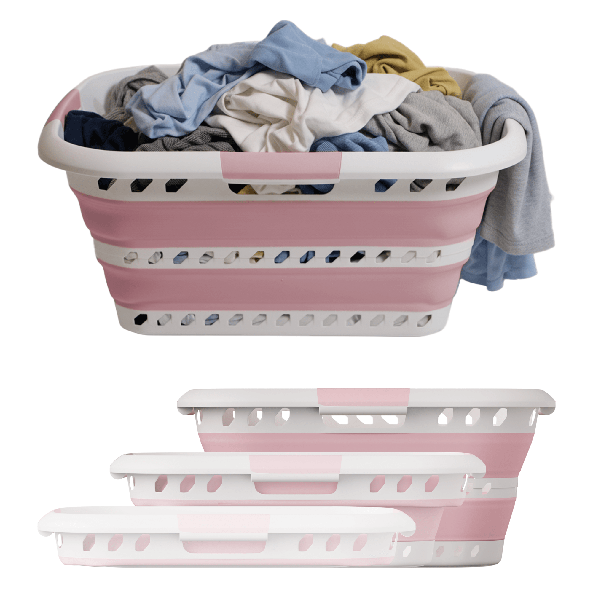 KNIGHT Collapsible Laundry Basket 42L–Foldable Washing Basket with Handles, Large Space-Saving Basket for Clothes – Multipurpose Laundry Hamper & Collapsible Washing Baskets for Laundry (Green)