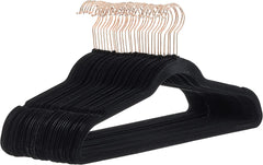 Amazon Basics Slim Velvet Non-Slip Suit Hangers - 30-Pack, Black/Silver