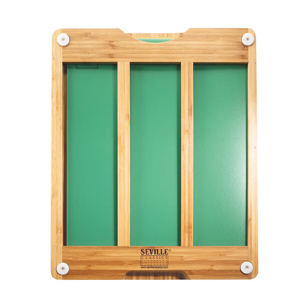 Seville Classics Bamboo Cutting Board with 7 Colour Coded Chopping Mats