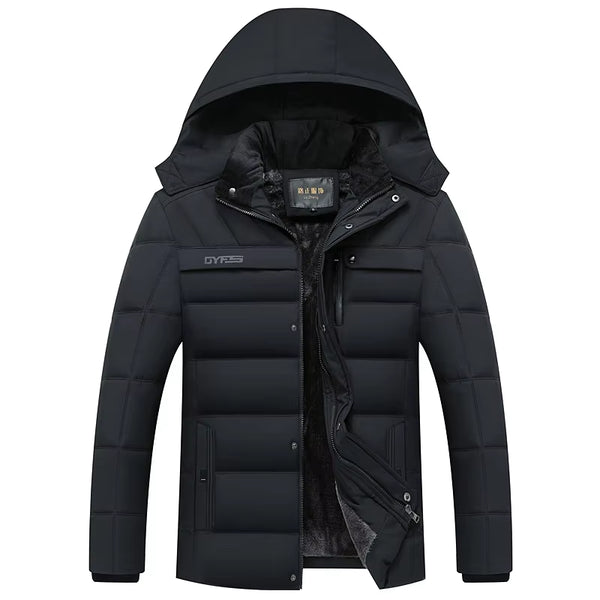 2025 New Fashion Fleece Hooded Winter Coat Men Thick Warm Mens Winter Jacket Windproof Gift for Father Husband Parka