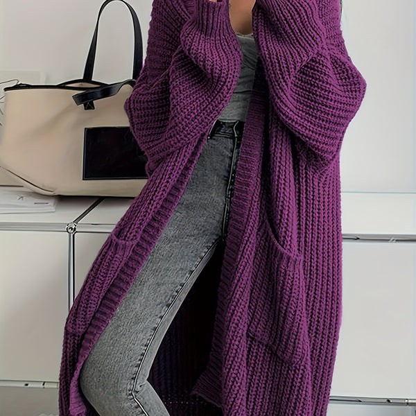 Women'S Y2K Cardigan - Long Flowy Open Front Sweater with Pockets, All-Season Layering Piece for Casual & Formal Outfits