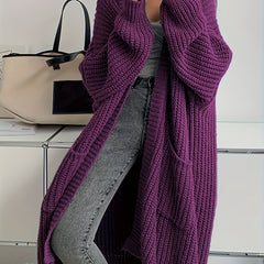 Women'S Y2K Cardigan - Long Flowy Open Front Sweater with Pockets, All-Season Layering Piece for Casual & Formal Outfits
