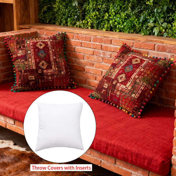 18x18 Inch Reversible Turkish Pattern Pillows (Set of 2 with Inserts) - Romantic Turkey Boho Floral Double Sided Design, Premium Polyester Cover & Fill, Decorative Accent Pillows for Sofa, Chair, Bedroom