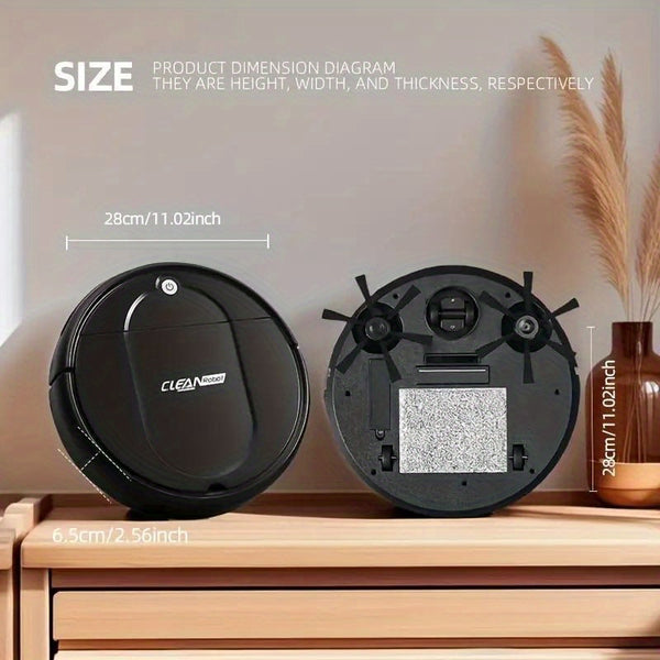 3-in-1 Robot Vacuum Cleaner | 4, 000 Pa Powerful Suction, Up to 90mins Runtime, Low Noise, Suitable for Hard Floors, Flatmarble Tiles, and Wood Floors | USB Charging, Hair Anti-Tangling, Blow and Suction Integrated, Crash Protection