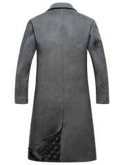 New Autumn/Winter Tweed Overcoat for Men, Long Length, Painted Finish, Warm and Thickened Tweed Outerwear, Men's Casual Wool Blend Jacket Trench Coat