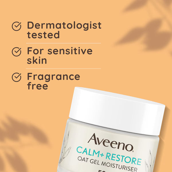 Aveeno Calm & Restore Oat Gel Moisturiser, 2 X 50Ml