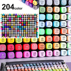 204/ 168/100/80/60 Colors Coloring Pens, Christmas Art Supplies Art Markers with Bag, Dual-Tip Graffiti Pens for Adults Coloring, Alcohol-Based Drawing Pens for Sketching Illustration - Perfect Easter Gifts, Mother's Day Gifts Suitable for Painting