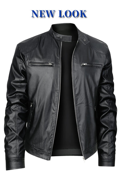 New Autumn/Winter Men's Jacket, European/American Style Motorcycle Jacket, Men's Stand Collar Windproof Winter Outerwear