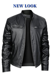 New Autumn/Winter Men's Jacket, European/American Style Motorcycle Jacket, Men's Stand Collar Windproof Winter Outerwear