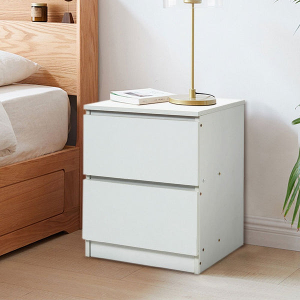 White Wooden Bedside Table With Drawers, Small Cabinet Cupboard Bedroom Furniture Storage Nightstand Unit, Modern Chest Of 2 Drawers Cabinet, Living Room Home Office Sofa Side End Table Coffee Tea Table Side Desk, Multi Functional Bedside Cabinet, 32x30x4