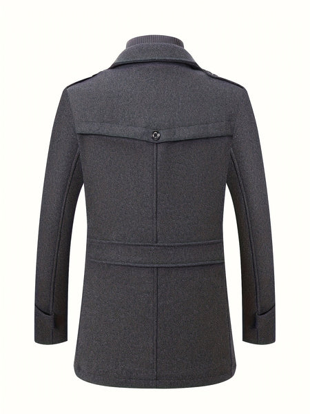 (Pearson OBM) Fall Winter Men'S Business Tweed Coat Fashion Double-Lapel Tweed Men'S Jacket
