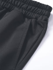 Three-pc Men's Solid Color Plain Elastic Waistband Drawstring Ribbed Cuffed Casual Jogger Pants, Men's Dress Administrative Trousers