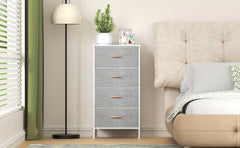 Modern 4-Drawer Dresser Storage Cabinet with Metal Frame & MDF Wood - Grey Spacious Dresser with Anti-Tip Safety & Adjustable Feet, Assembly, Standalone Furniture Unit Suitable for Bedroom or Living Room (17.7” X 11.8” X 35.8”)