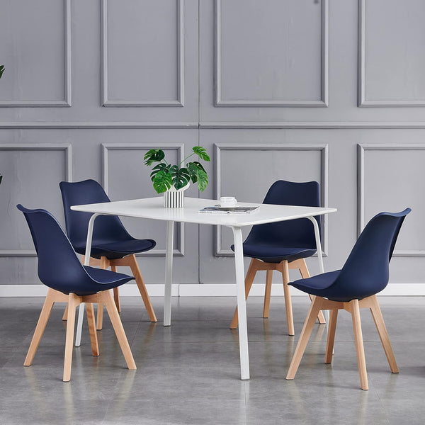 mcc direct Set of 2 Dining Chairs Wooden Legs Soft Cushion Pad Stylish DELUXE Retro Lounge Dining Office EVA