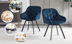 Set Of 2/Set Of 4 Swivel Dining Chairs | Upholstered with Velvet, Arms, Backrest, Metal Legs, Carbon Steel Frame, Memory Foam Filling, Grey, Contemporary Style, Rotatable, No Wheels