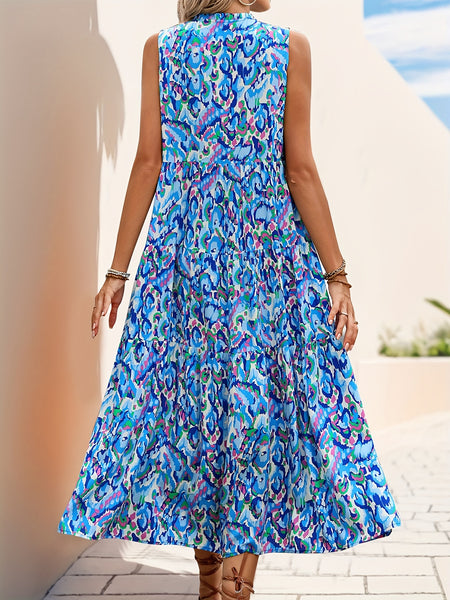 Spring/Summer Vacation Women'S Sleeveless Bohemian Style Fringed Tie-Up Printed Dress