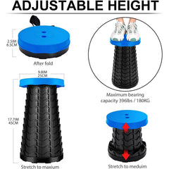 Portable Folding Stool Lightweight Yet More Sturdy with Load Capacity 180KG, Retractable Plastic Foldable Collapsible Stool for Camping Fishing Hiking BBQ Outdoors Indoors Kitchen