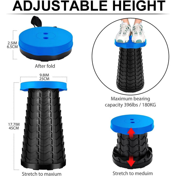 Portable Folding Stool Lightweight Yet More Sturdy with Load Capacity 180KG, Retractable Plastic Foldable Collapsible Stool for Camping Fishing Hiking BBQ Outdoors Indoors Kitchen