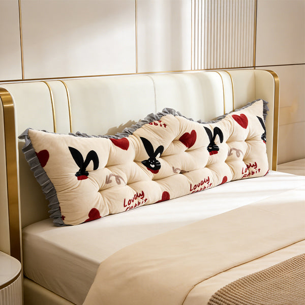 Luxurious Headboard Backrest Cushion with Ruffle Trim - Love Rabbit, Large Backrest Pillow, Princess-style Crown-Shaped Reading Cushion, Perfect for Bedroom/Sofa/Chair/Home Decor