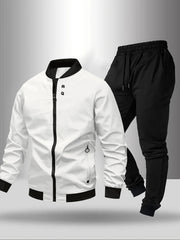 [Maigiqi] Casual Set Men'S Spring Autumn Easy Athletic Two-Piece Outfit Polo Collar Jacket