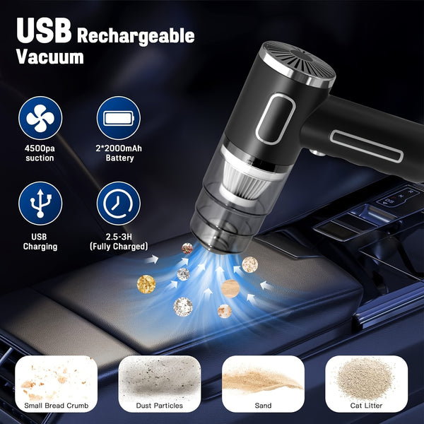 [Car Wireless Vacuum Cleaner] 15000Pa Large Suction Power Handheld And Portable, Long Battery Life Fast Charging with Flat Suction Head, Powerful Vacuuming, Hair Removal, Pet Hair, Nook And Cranny Cleaning, Dust And Hair In The , And Suck It Up