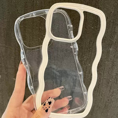 Wavy Clear White Case For iPhone 17 16 15 14 13 12 11 Pro Max Shockproof Cover