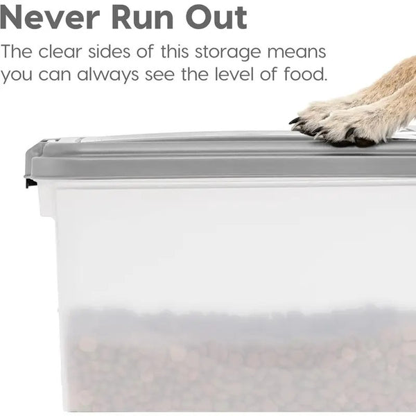 Prime Paws 3-Piece Pet Food Storage Container – Airtight Pet Food Container with Plastic Measuring Scoop, Dry Food Dispenser for Pets, Dogs, Cats, and Animals