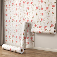Self-Adhesive Flowers Wallpaper - Pink Boho Self-Adhesive Removable Wall Stickers, Waterproof PVC Contact Paper for Living Room, Cabinets, Bedroom, Kitchen Furniture Refurbishment Wallpaper | Easy Home Decor (59.99cm X 3.02meter) Rentals Friendly