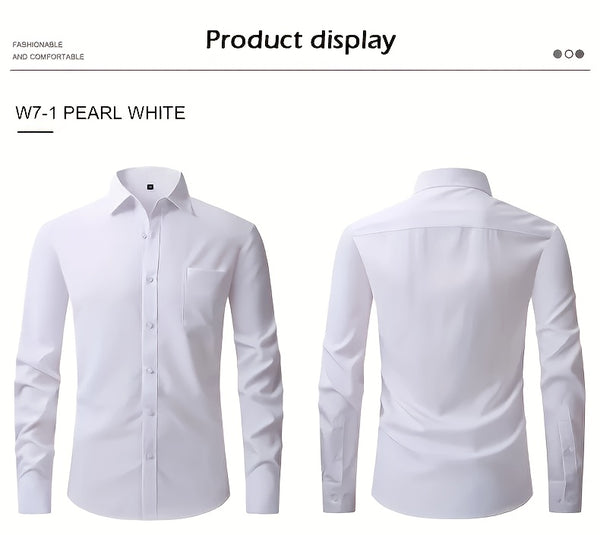 1+2, Three-Piece Solid Color Button- Shirt, Men'S Everyday Basic Shirt, Long-Sleeved Shirt with Pockets, Casual Shirt, Business Shirt, Blend, Soft And Comfortable