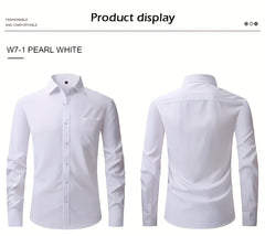 1+2, Three-Piece Solid Color Button- Shirt, Men'S Everyday Basic Shirt, Long-Sleeved Shirt with Pockets, Casual Shirt, Business Shirt, Blend, Soft And Comfortable