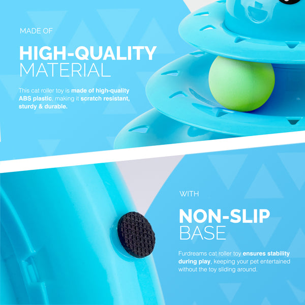FurDreams Cat Roller Ball Toy Interactive - 3 Tier Tower Fun Cat Ball Track Toy, 3 Level Pet Teaser Toy for Interactive Play, Kitten Fun Puzzle Toy for Exercise & Stimulation