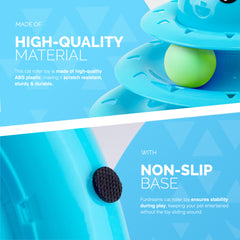 FurDreams Cat Roller Ball Toy Interactive - 3 Tier Tower Fun Cat Ball Track Toy, 3 Level Pet Teaser Toy for Interactive Play, Kitten Fun Puzzle Toy for Exercise & Stimulation