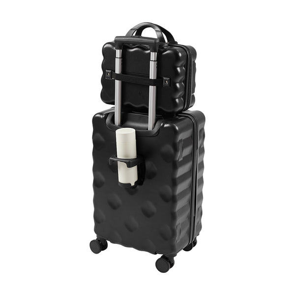 2pcs Luggage Set Cabin Suitcase, Lightweight Luggage Hard Shell Travel Trolley Case, Travel Suitcase Sets with Cup Holder and Hook, Carry on Hand Cabin Luggage with Beauty Case