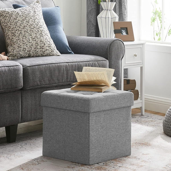 Storage Stool Padded Foldable Bench, Chest with Lid, 40L Capacity, Holds Up to 300kg, for Bedroom, Hallway, Living Room