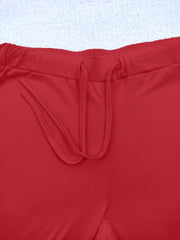European and American Spring/Summer New Fashion Women's Bottoms: Flared Straight-Leg Pants with Classic English Text Print, Daily Casual Butt-Lifting Peach Butt Long Pants, Three-Piece Set