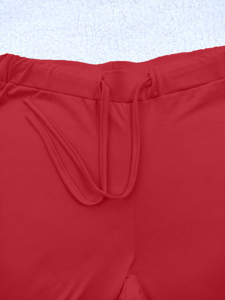 European and American Spring/Summer New Fashion Women's Bottoms: Flared Straight-Leg Pants with Classic English Text Print, Daily Casual Butt-Lifting Peach Butt Long Pants, Three-Piece Set
