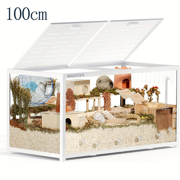 BUCATSTATE Hamster Cage 3.0: 100/120cm(Only 120cm Free 20L Paper Bedding) Spacious Stackable Metal Cage for Dwarf And Syrian Hamsters, Gerbils, And Mice Easy Top Access And Quick Assembly, Hamster Accessories