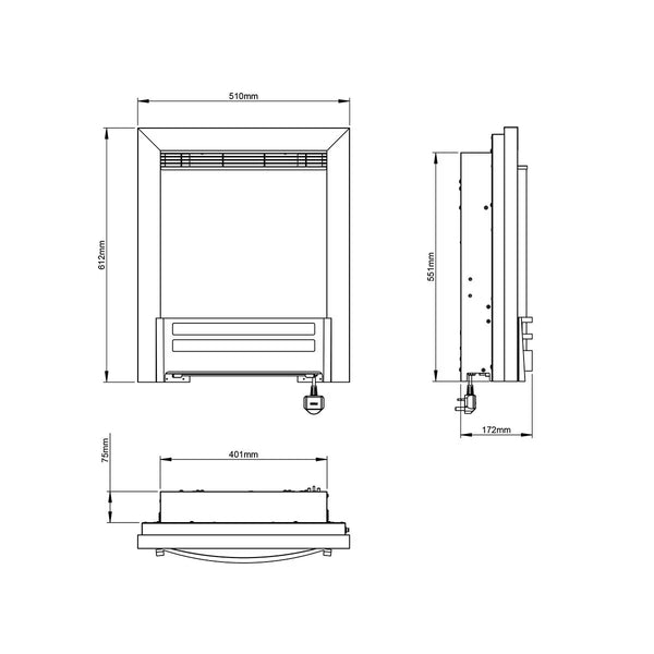 Flare Ember Inset Electric Fire in Chrome, 2Kw