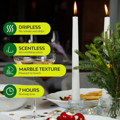 50-Pack Long Taper Candles - Unscented Ivory Tapers for Wedding, Church, Banquet - Real Wax Burning Candles Suitable for Chandeliers, Dinner Candles, Romantic Decor ( Use)