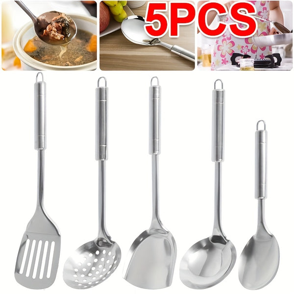 5pcs Stainless Steel Home Kitchen Cooking Tool Utensil Set Spoon Turner Masher