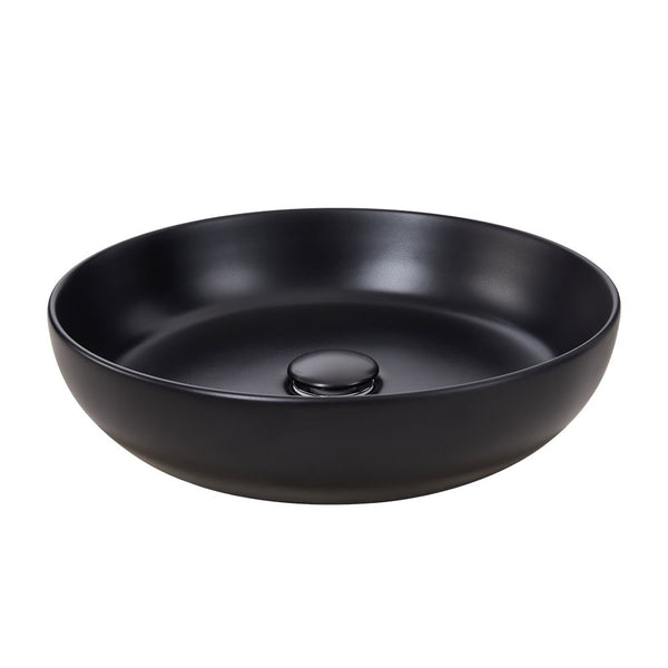 Black/Pink Round Washbasin, 400*400*110MM, includes drain assembly, elegant and stylish home decor washbasin, easy to clean, suitable for bathrooms, hotel restrooms, and balconies.